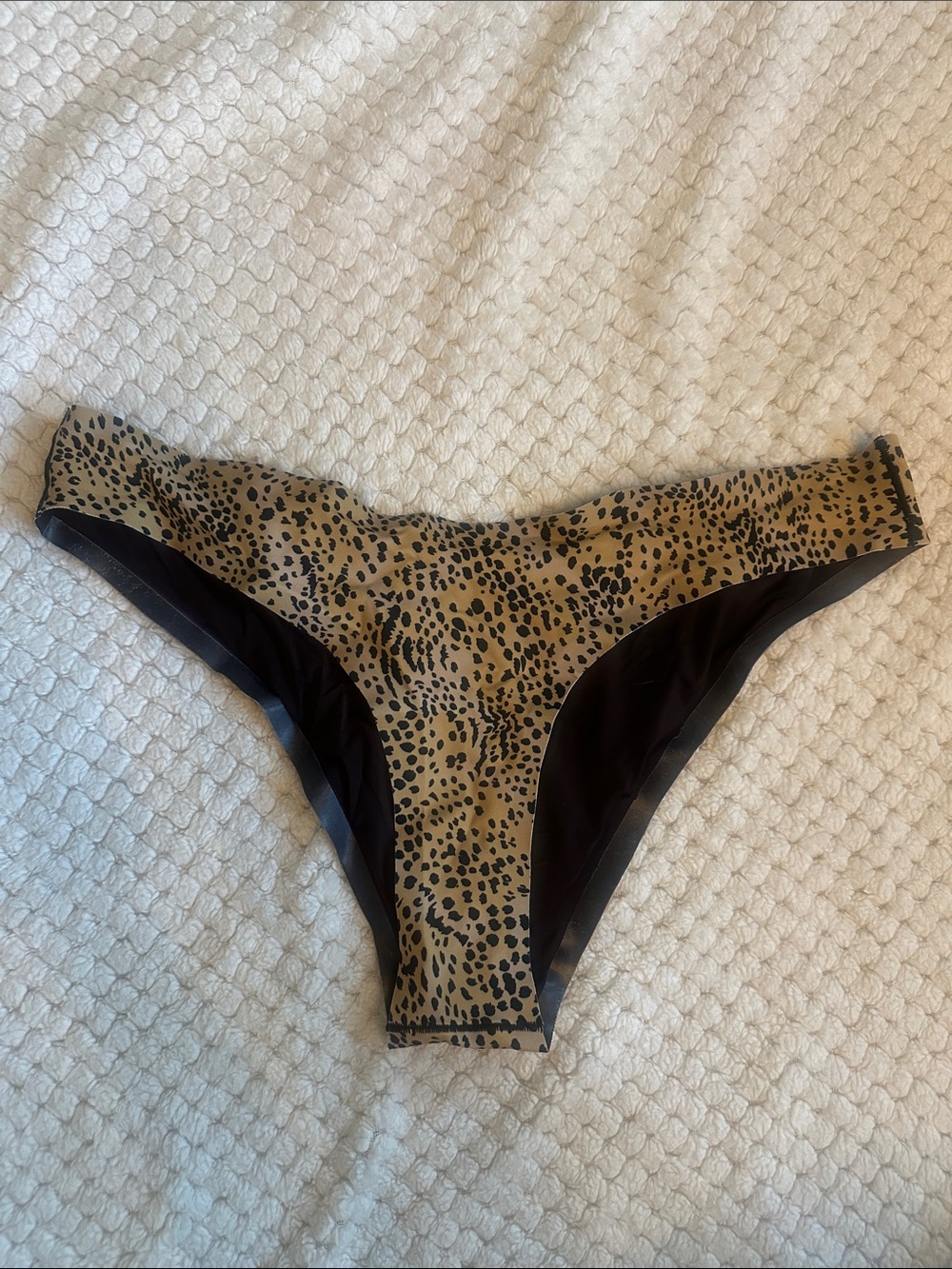 Women's Leopard Print Bikini Bottom - Black Trim
